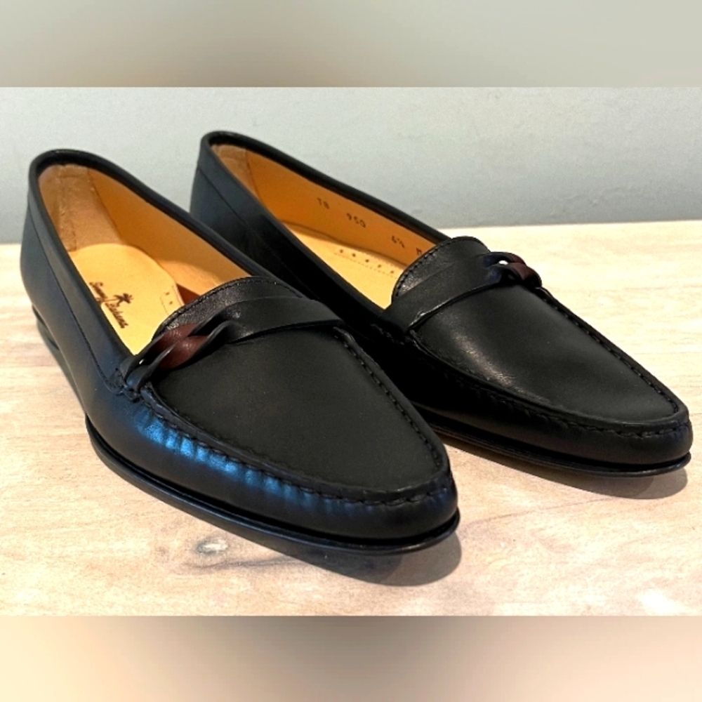 Women's Tommy Bahama All Leather Loafer‎ in Black & Brown Made in Italy S…